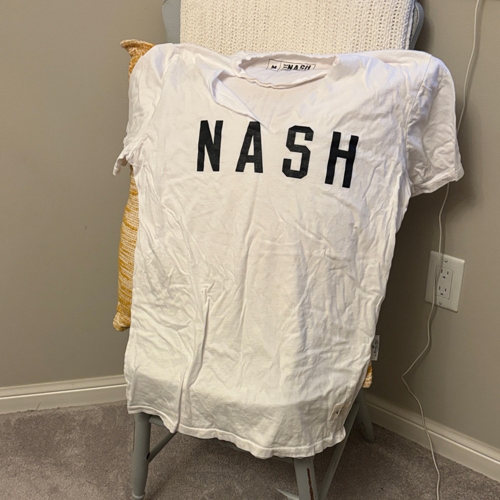 White T-Shirt with Black 'NASH' Print
